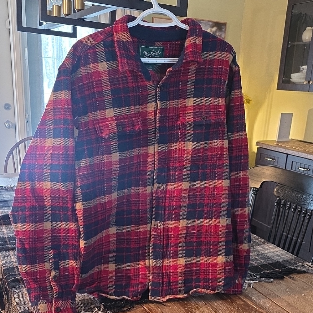 WOOLRICH plaid thick shacket button up shirt XL